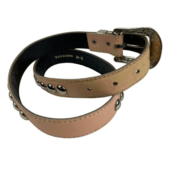 Vintage Western Studded USA Made Small-Medium Vegan Leather Rodeo Style Belt S-M - Picture 7 of 16